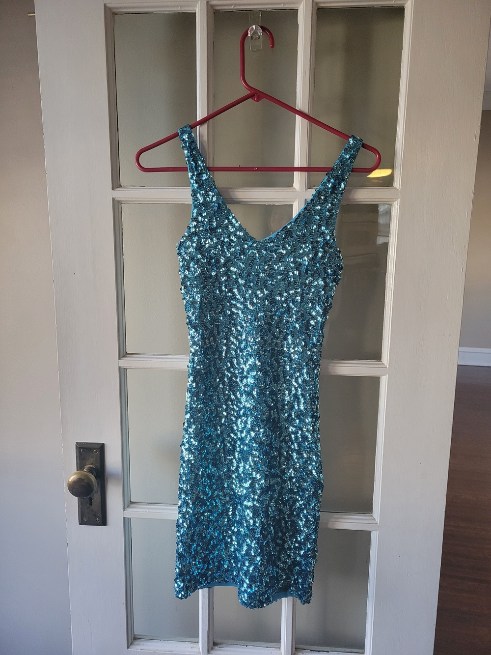 Farinelli Sequin Dress Bodycon Sexy V Neck Dance Party Club Wear Size S/M - Picture 3 of 14